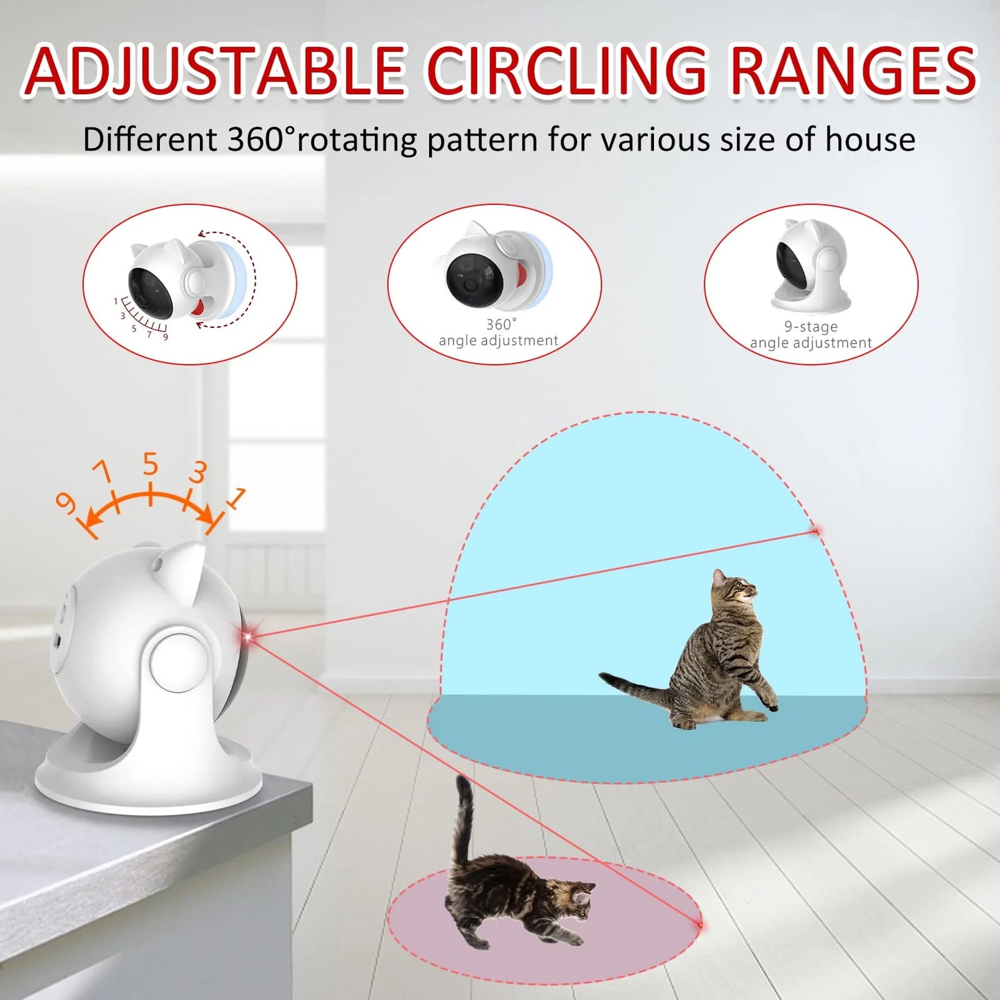 Automatic Cat Laser Toys, Interactive Laser Cat Toys for Indoor Cats/Kitty/Dogs, Rechargeable Cat Laser Toy Automatic,Laser for Cats to Chase