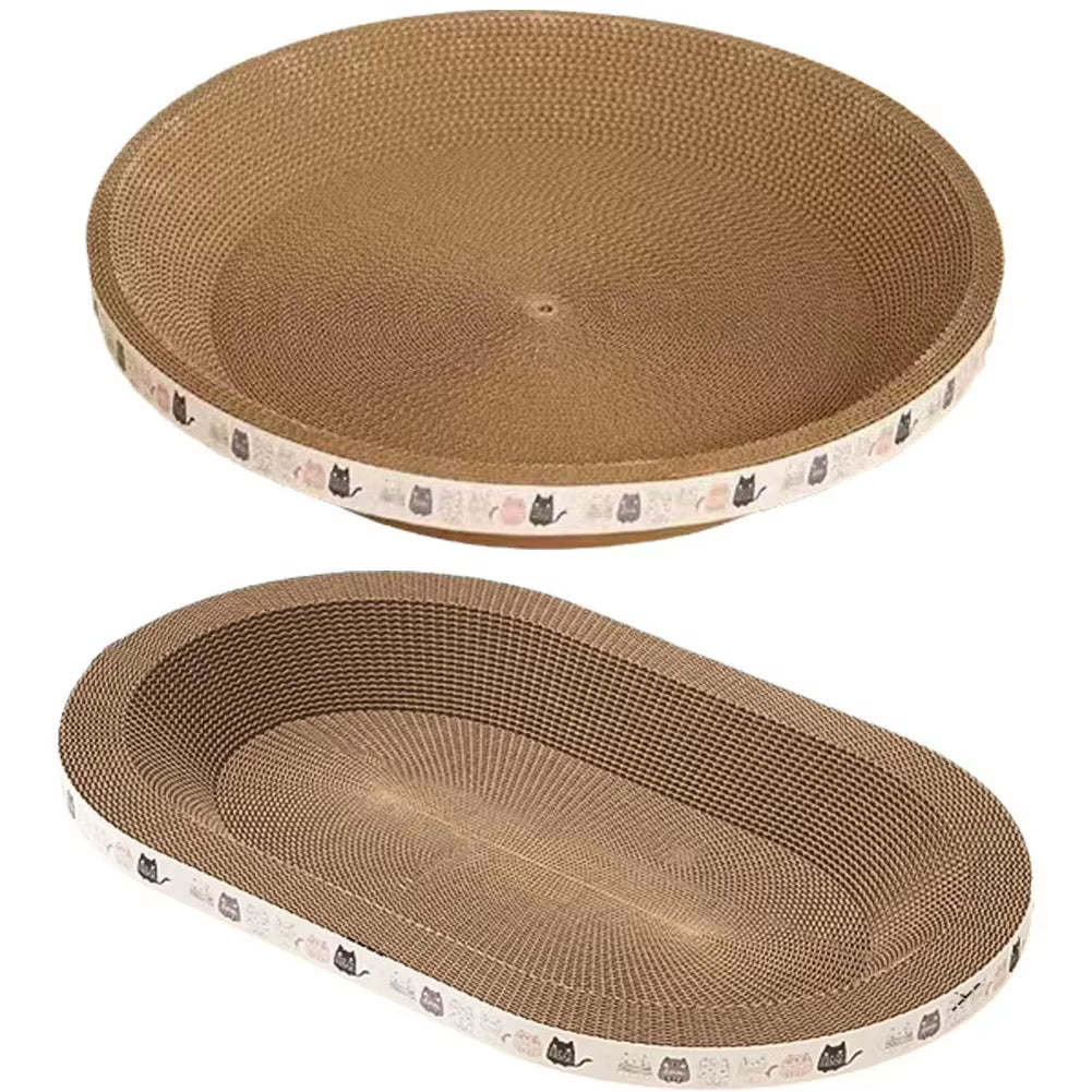 Cat Scratcher Cardboard round Oval Cat Scratch Pad Bowl Nest for Indoor Cats Grinding Claw round Cat Scratching Board