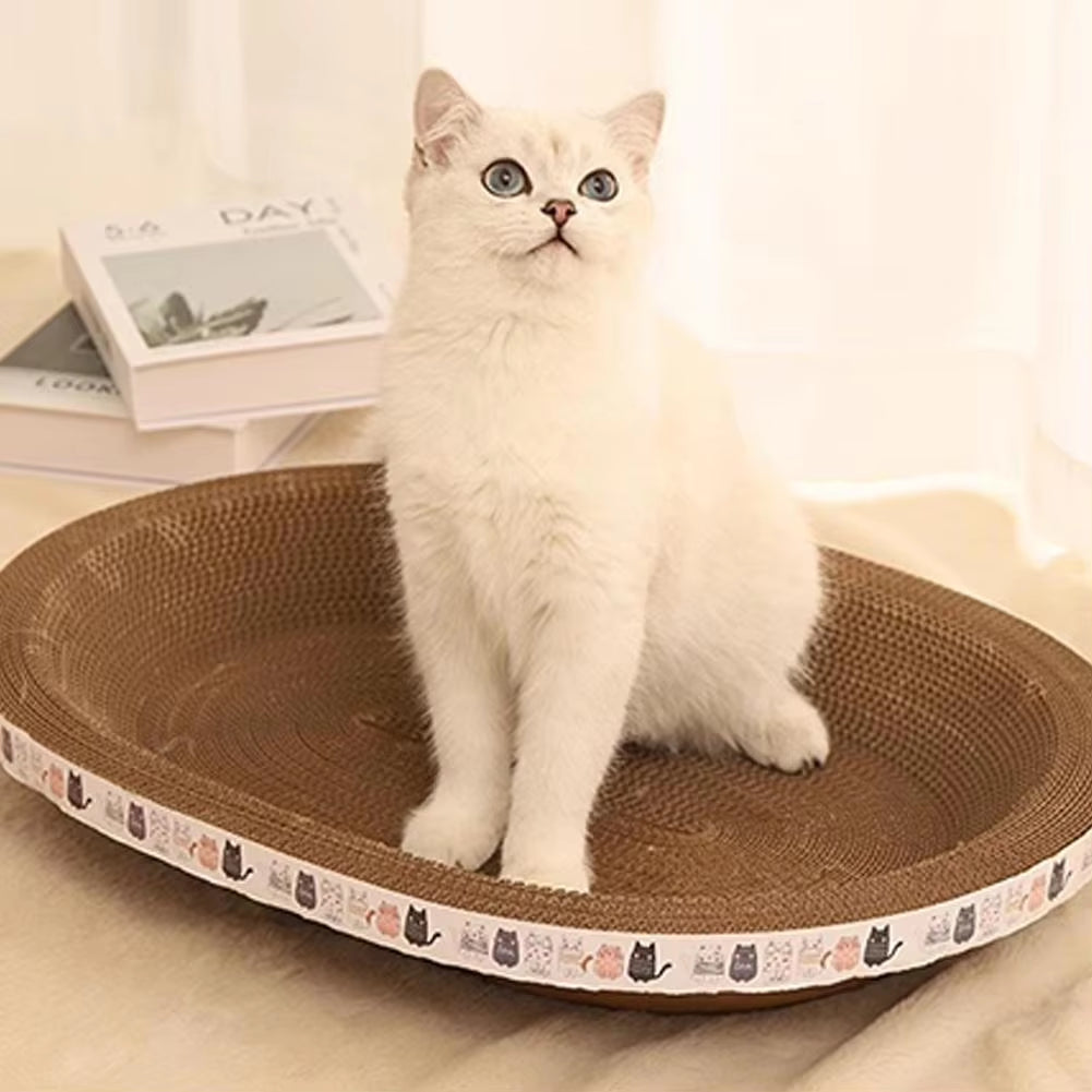Cat Scratcher Cardboard round Oval Cat Scratch Pad Bowl Nest for Indoor Cats Grinding Claw round Cat Scratching Board