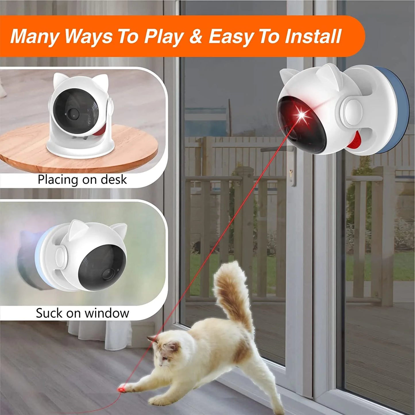 Automatic Cat Laser Toys, Interactive Laser Cat Toys for Indoor Cats/Kitty/Dogs, Rechargeable Cat Laser Toy Automatic,Laser for Cats to Chase