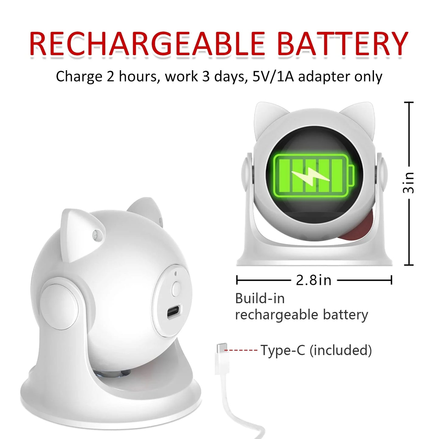 Automatic Cat Laser Toys, Interactive Laser Cat Toys for Indoor Cats/Kitty/Dogs, Rechargeable Cat Laser Toy Automatic,Laser for Cats to Chase