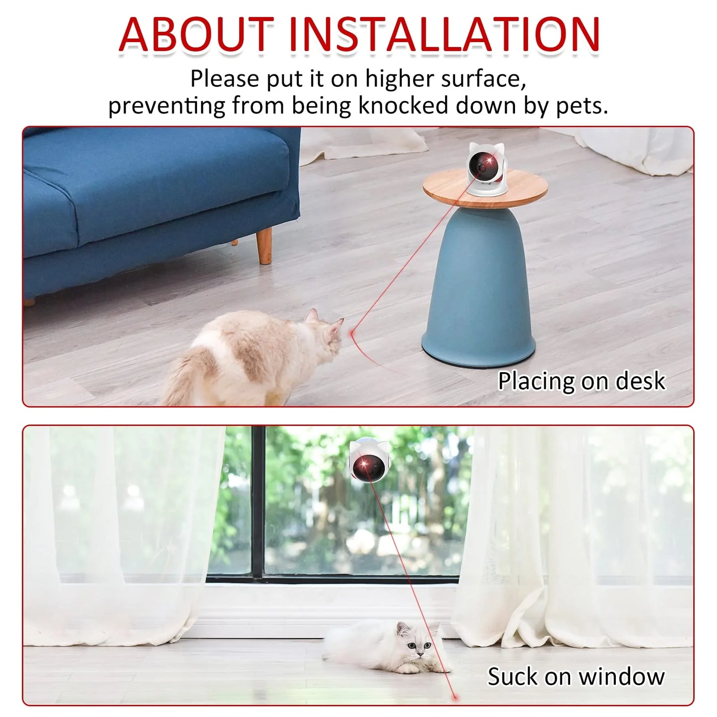 Automatic Cat Laser Toys, Interactive Laser Cat Toys for Indoor Cats/Kitty/Dogs, Rechargeable Cat Laser Toy Automatic,Laser for Cats to Chase