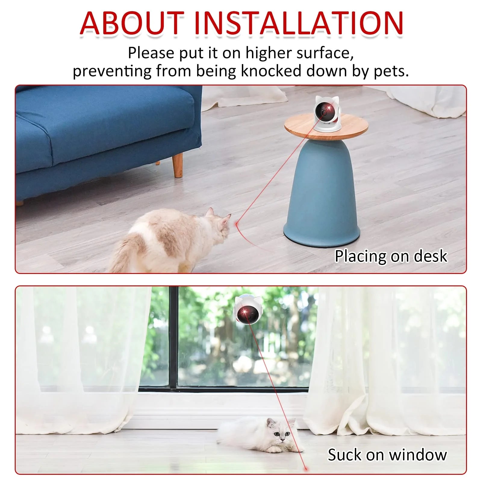 Automatic Cat Laser Toys, Interactive Laser Cat Toys for Indoor Cats/Kitty/Dogs, Rechargeable Cat Laser Toy Automatic,Laser for Cats to Chase