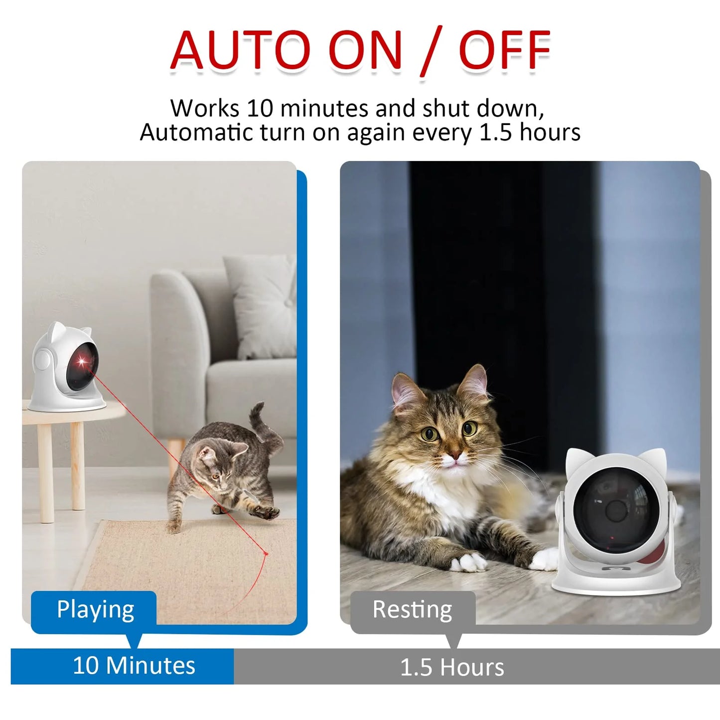 Automatic Cat Laser Toys, Interactive Laser Cat Toys for Indoor Cats/Kitty/Dogs, Rechargeable Cat Laser Toy Automatic,Laser for Cats to Chase