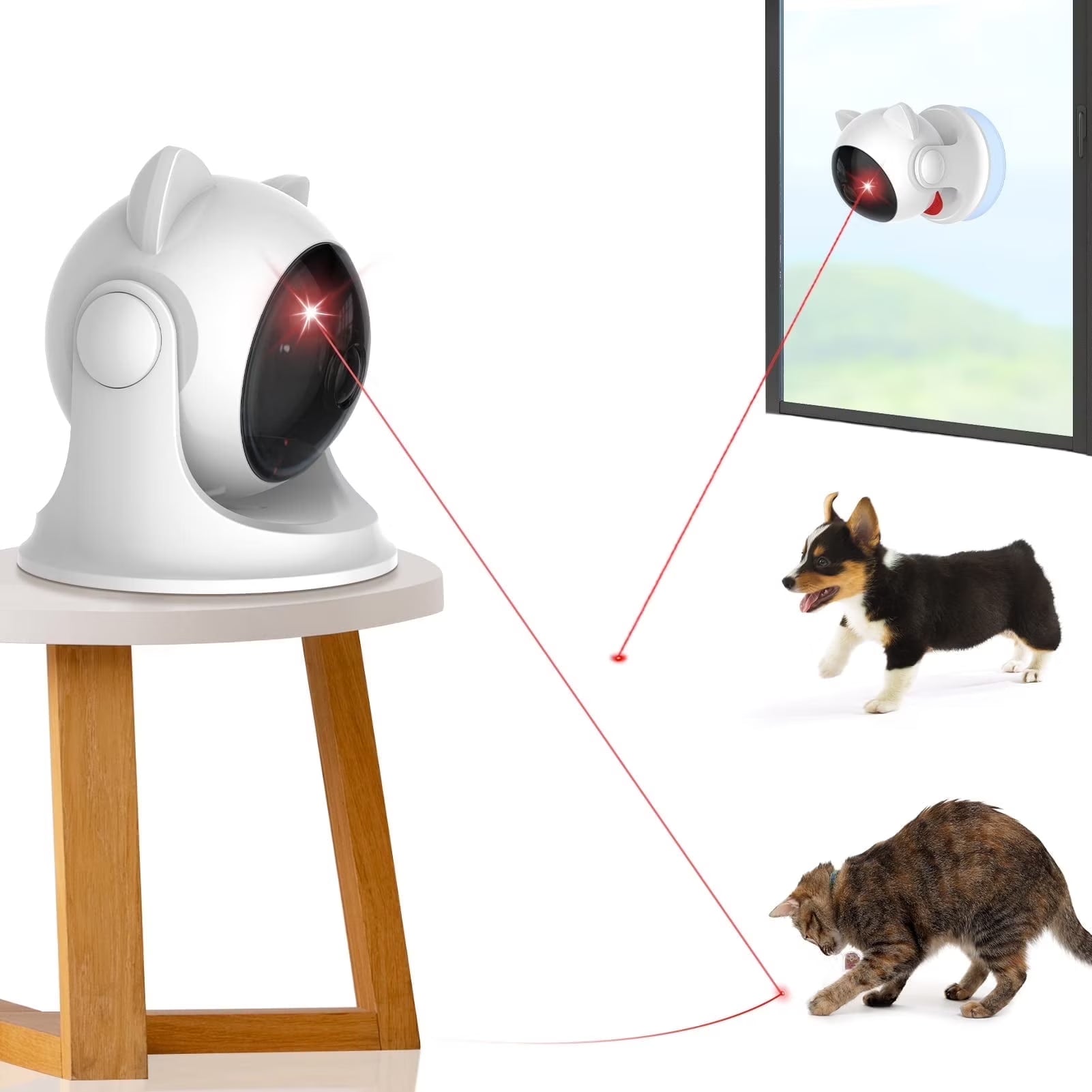Automatic Cat Laser Toys, Interactive Laser Cat Toys for Indoor Cats/Kitty/Dogs, Rechargeable Cat Laser Toy Automatic,Laser for Cats to Chase